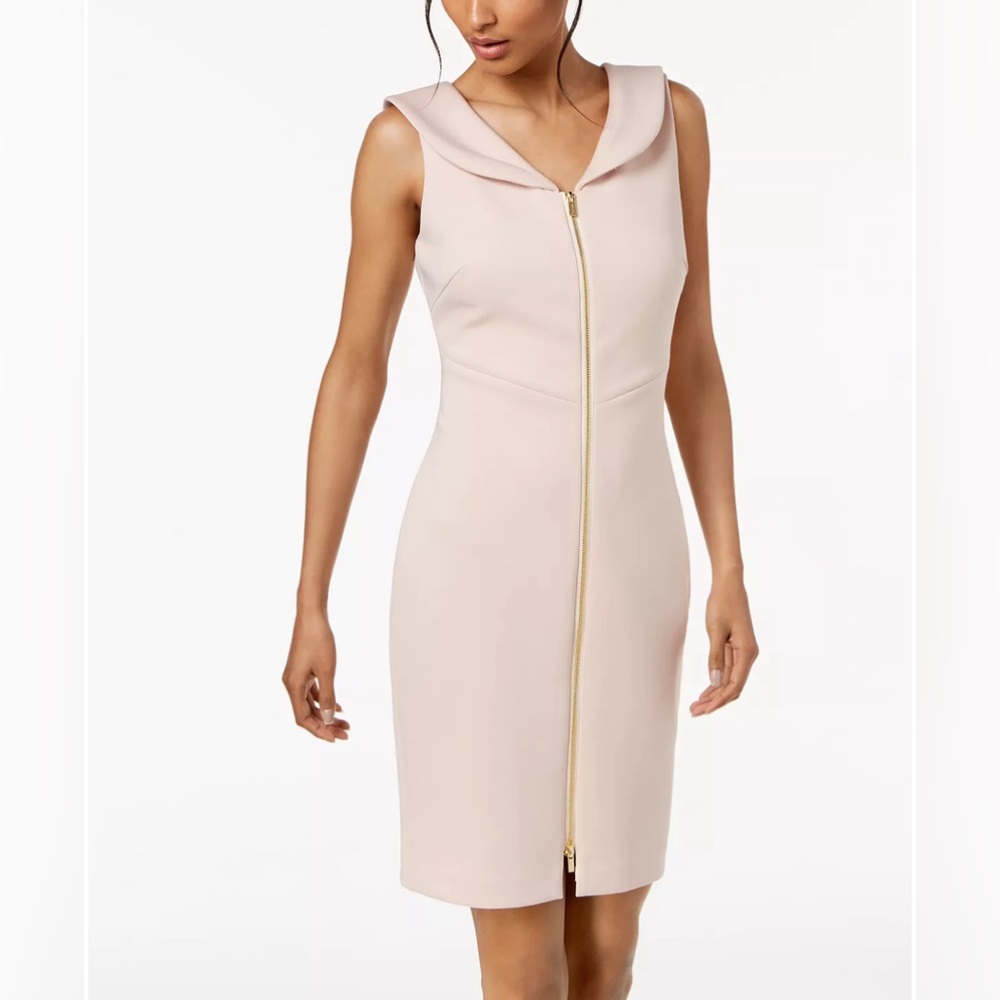 Calvin Klein Portrait-Collar Scuba Sheath Dress